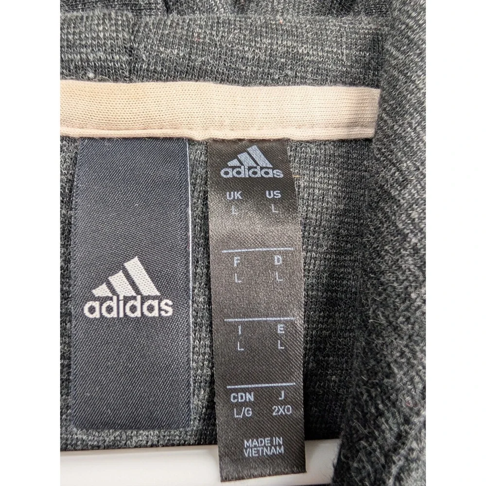 Adidas Mens  Full Zip Hoodie Charcoal Gray ‎ Size Large
